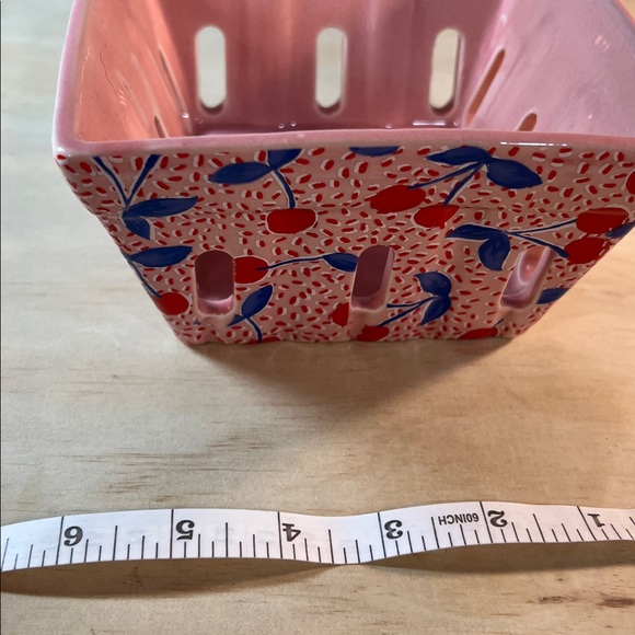 Ceramic Fruit Basket Cherry Print  Prima Design 6x6 - Picture 2 of 5